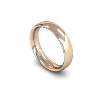 DiamondZee 18ct Rose Gold Heavy Weight Traditional Court 5mm Classic Plain Wedding Band