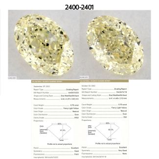 0.7 Carat Oval Light Yellow VVS2 - EX GD GIA Natural Diamond