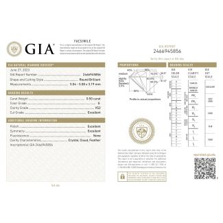 0.5 Carat Round G VS2 EX GIA Natural Diamond