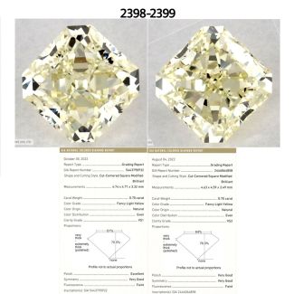 0.7 Carat Square Radiant Fancy Light Yellow VS2 - VG GIA Natural Diamond