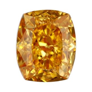 0.34 Carat Cushion Brilliant Fancy Orange VS2 - GD GIA Natural Diamond