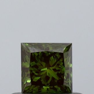 0.41 Carat Princess Fancy Dark Green Green VVS2 - VG NONE Natural Diamond