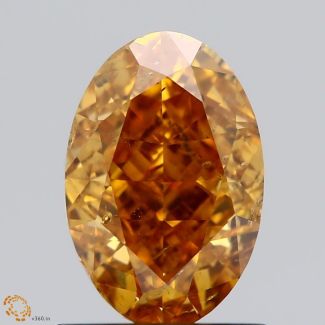 1.01 Carat Oval Fancy Orangey Yellow SI2 - EX GD GIA Natural Diamond