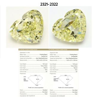 1.03 Carat Heart Fancy Yellow SI1 - EX VG GIA Natural Diamond