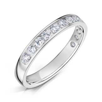 DiamondZee 18ct White Gold Half channel Round Brilliant Diamond set 2.5mm band