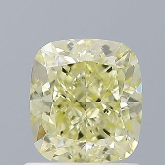 1.09 Carat Cushion Brilliant Fancy Light Yellow SI1 - EX VG GIA Natural Diamond