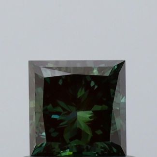 0.61 Carat Princess Fancy Dark Green Green VVS2 - VG NONE Natural Diamond