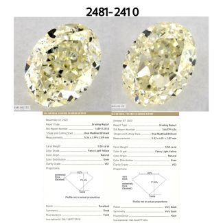 0.5 Carat Oval Light Yellow VS2 - VG GIA Natural Diamond