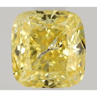 0.26 Carat Cushion Modified Fancy Yellow I2 - VG NONE Natural Diamond