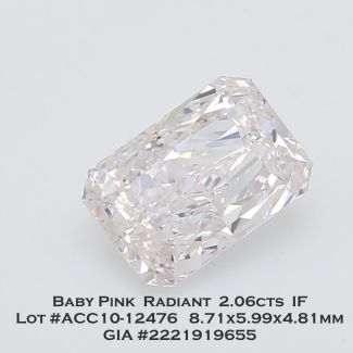 2.06 Carat Radiant Faint Pink IF - EX GIA Natural Diamond