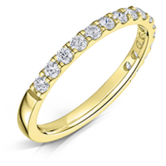 DiamondZee 18ct Yellow Gold Half scallop edge Round Brilliant Diamond set 2mm band