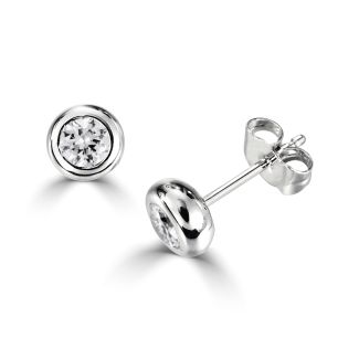 DiamondZee Rubover Round Diamond Stud Earrings