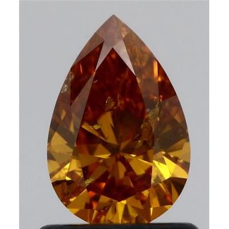 0.74 Carat Pear Fancy Yellowish Orange I2 - VG GIA Natural Diamond