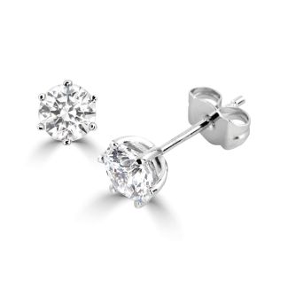 DiamondZee 6 claw Round Diamond Stud Earrings