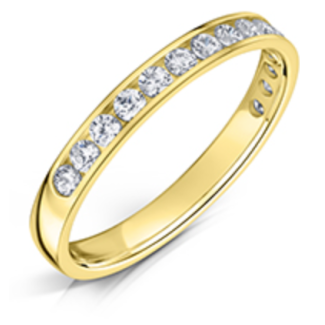 DiamondZee 18ct Yellow Gold Half channel Round Brilliant Diamond set 2.5mm band