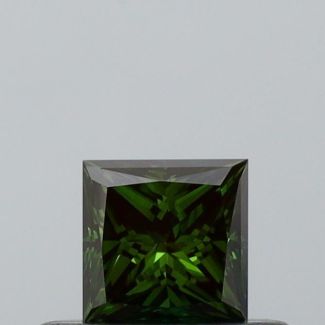 0.28 Carat Princess Fancy Dark Green Green VVS2 - VG NONE Natural Diamond