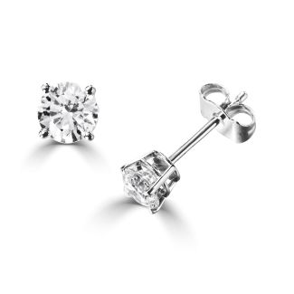 DiamondZee 4 claw Round Diamond Stud Earrings