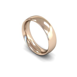 DiamondZee 18ct Rose Gold Heavy Weight Traditional Court 6mm Classic Plain Wedding Band