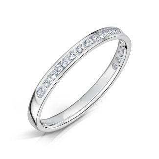 DiamondZee 18ct White Gold Half channel Round Brilliant Diamond set 2mm band