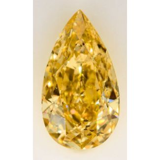 0.51 Carat Pear Fancy Intense Orangey Yellow SI2 - EX VG GIA Natural Diamond