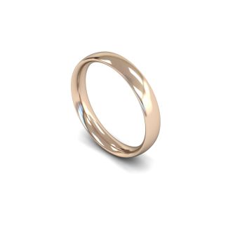 DiamondZee 18ct Rose Gold Medium Weight Traditional Court 4mm Classic Plain Wedding Band