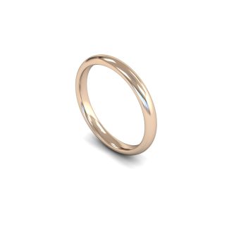 DiamondZee 18ct Rose Gold Medium weight Traditional Court/Flat Edge 2.5mm Classic Plain Wedding Band