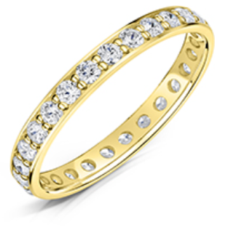 DiamondZee 18ct Yellow Gold Full grain Round Brilliant Diamond set 2.5mm band