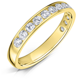 DiamondZee 18ct Yellow Gold Half channel Round Brilliant Diamond set 3mm band