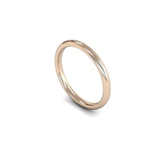 DiamondZee 18ct Rose Gold Medium weight Traditional Court/Flat Edge 2mm Classic Plain Wedding Band