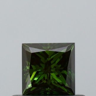 0.34 Carat Princess Fancy Dark Green Green VVS2 - VG NONE Natural Diamond