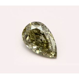 1.02 Carat Pear Fancy Brownish Greenish Yellow VS2 - EX VG GIA Natural Diamond