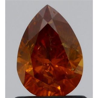 0.81 Carat Pear Fancy Brownish Orange I2 - VG GD GIA Natural Diamond