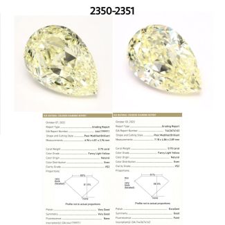 0.7 Carat Pear Light Yellow VS2 - VG GIA Natural Diamond