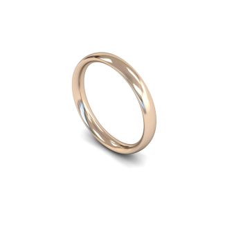 DiamondZee 18ct Rose Gold Medium Weight Traditional Court 3mm Classic Plain Wedding Band