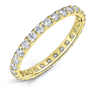 DiamondZee 18ct Yellow Gold Full scallop edge Round Brilliant Diamond set 2mm band