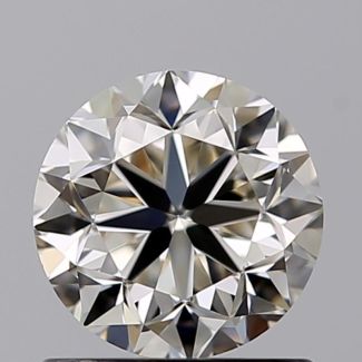 0.90 Carat Round K Faint Brown VS1 GD EX GIA Natural Diamond