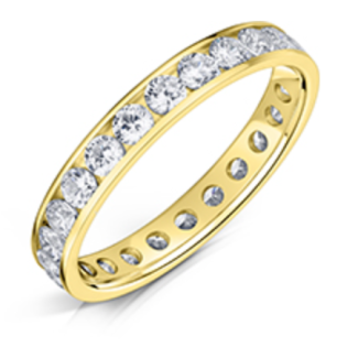 DiamondZee 18ct Yellow Gold Full channel Round Brilliant Diamond set 3mm band