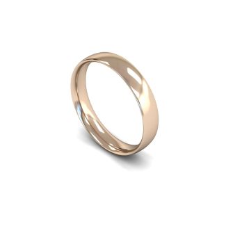 DiamondZee 18ct Rose Gold Light Weight Traditional Court 4mm Classic Plain Wedding Band