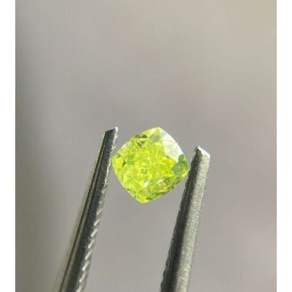 0.41 Carat Cushion Modified Fancy Greenish Yellow VS2 - GD VG GIA Natural Diamond