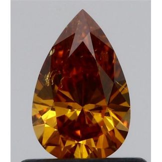 0.53 Carat Pear Fancy Yellowish Orange SI2 - GD VG GIA Natural Diamond