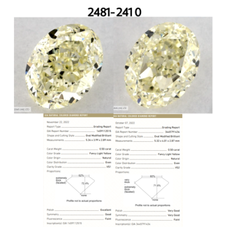 0.5 Carat Oval Light Yellow VS1 - EX GD GIA Natural Diamond