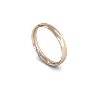 DiamondZee 18ct Rose Gold Light Weight Traditional Court 3mm Classic Plain Wedding Band