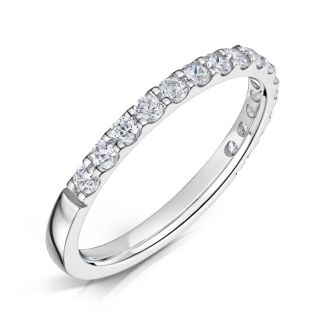 DiamondZee Platinum Half scallop edge Round Brilliant Diamond set 2mm band