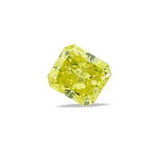 0.46 Carat Radiant Fancy Intense Green Yellow - GD GIA Natural Diamond