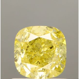 1.03 Carat Cushion Brilliant Fancy Yellow I1 - EX GD GIA Natural Diamond